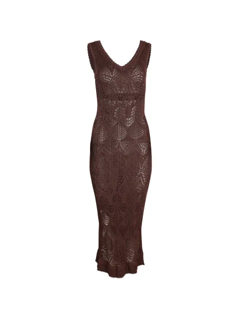 STAUD Roan pointelle-knit midi dress Brown R26P2171VN