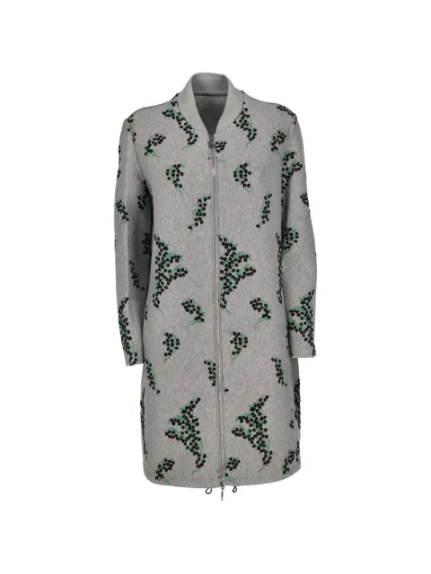 Moncler Vintage floral-embroidered zip-up coat Grey CVM262224