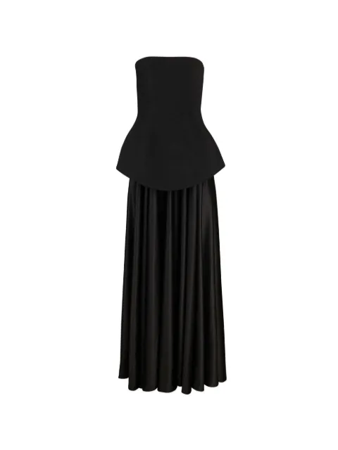 Solace London Oriana peplum-waist maxi dress Black OS48018