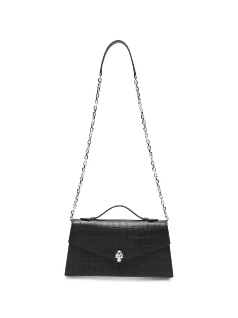 Alexander McQueen Skull croc-effect leather cross body bag Black 8746191HBT2