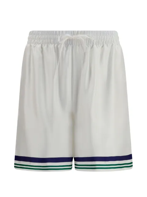 Casablanca Hotel Emblem striped silk shorts White MPF26TR39901