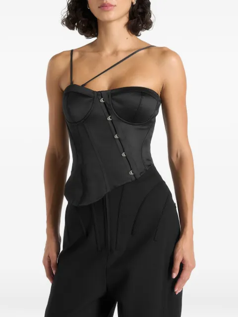 Manière De Voir Aurelia asymmetric satin corset top Black WMN4409