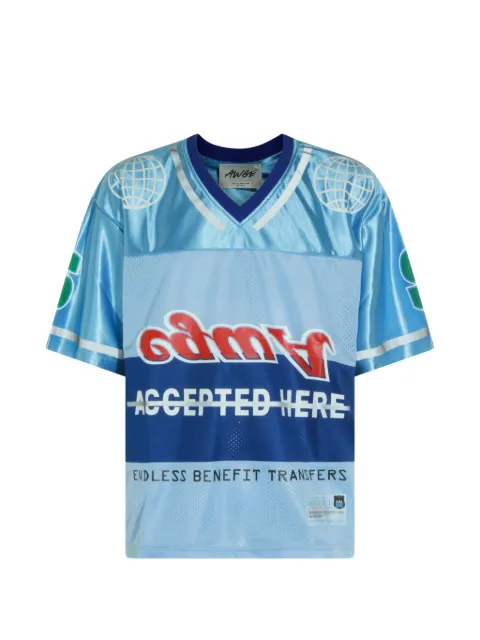 AWGE mesh-panel graphic-print T-shirt Blue AS6SXH05BPT2218510