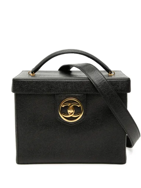 CHANEL Pre-Owned 1994-1996 CC Caviar Vanity Box Case satchel Black LC41K6GZB3LFF1Z2