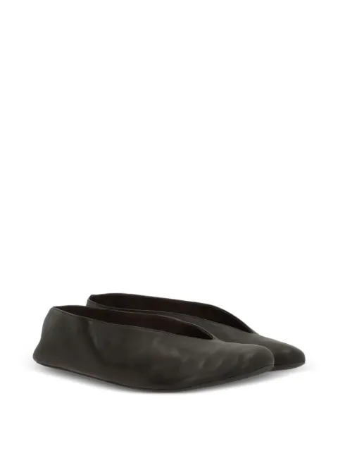 The Row V-neck leather loafers Brown F1858SN60
