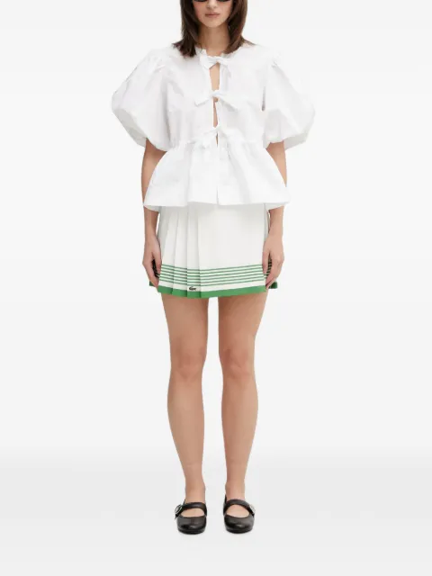Lacoste pleated striped-detail mini skirt White JF2914