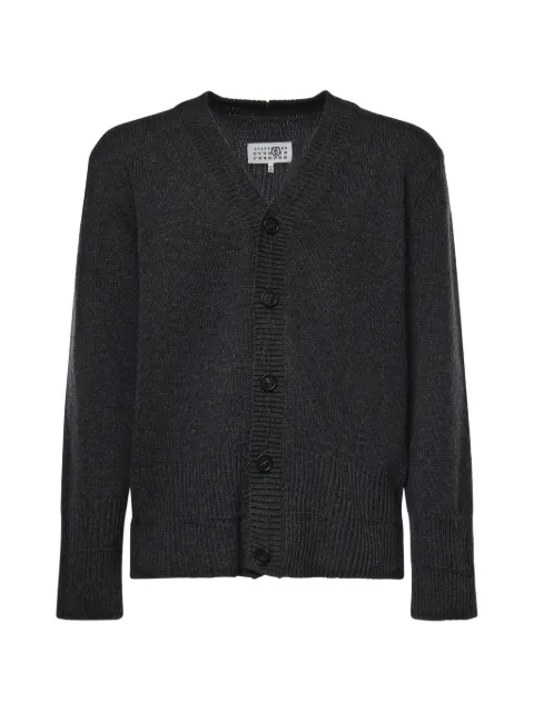 MM6 Maison Margiela logo-embroidered V-neck cardigan Grey SH0HP0014M13287