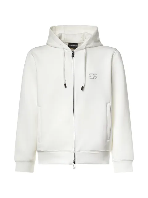 Emporio Armani logo-embroidered zip-up hoodie White AF10013EM004538U0003