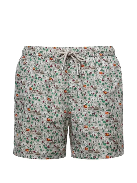 MC2 Saint Barth Ibiza-print drawstring swim shorts Neutrals LIG0003