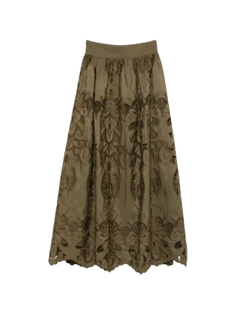 MOUTAKI broderie-anglaise flared midi skirt Green 260221