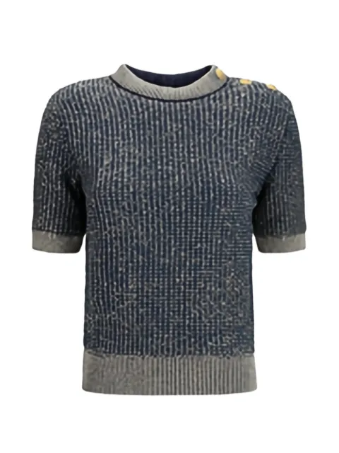 Balmain sequin-embellished button-detail sweater Blue HF1ALB60KK13