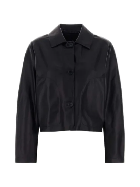 Santoro button-fastening leather jacket Blue 50015D