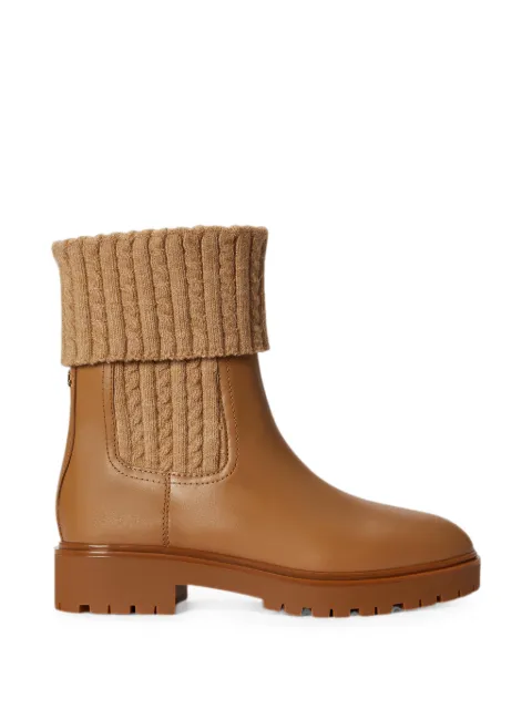 Lauren Ralph Lauren cable-knit panel ankle boots Neutrals 802P17088
