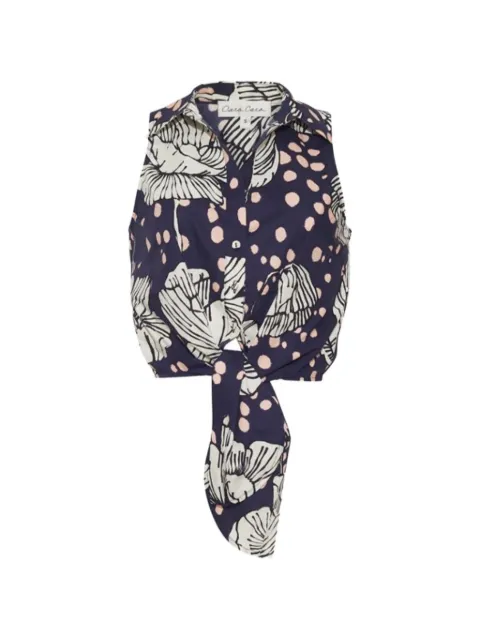 Cara Cara Highland floral-print tie-front shirt Blue 198192085773