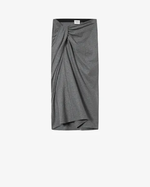 MARANT ÉTOILE Jeldia draped knot midi skirt Grey JU0018FBD3K05E