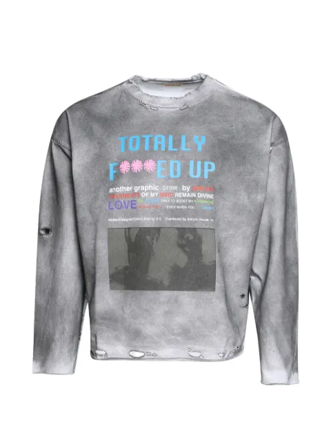 astrum distressed-effect graphic-print T-shirt Grey AHSS2026LS01