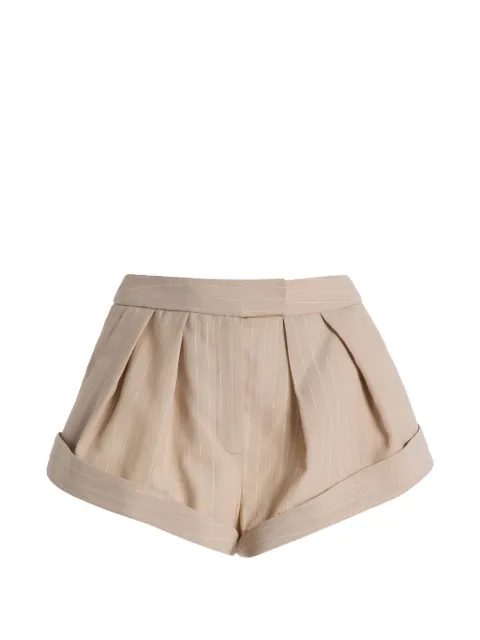 LaQuan Smith pinstripe-pattern pleated shorts Neutrals LSS26BS002