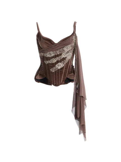 Wiederhoeft Salon crystal-embellishment top Brown RTWF24WU067F161EMB622