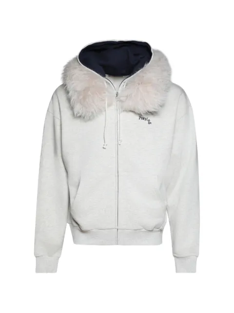 Praying faux-fur-trim hoodie Grey PRAY2421660