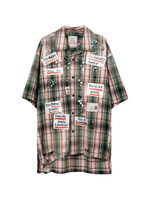 Maison MIHARA YASUHIRO check-pattern sticker-detailing shirt Pink A16SH087