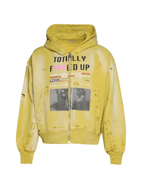 astrum Tfu zip graphic-print hoodie Yellow AHSS26HO04YLW