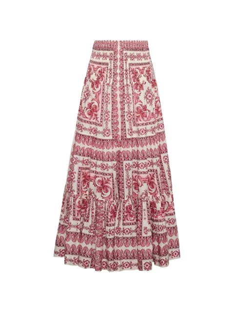 Cara Cara Emilia Hudson Scarf Egret tiered skirt Red 0003631
