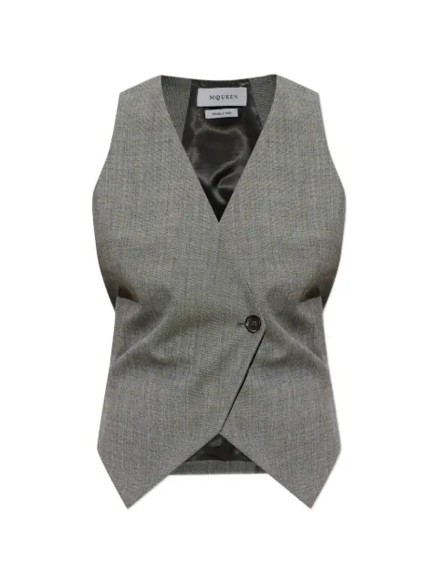 Alexander McQueen lace-up asymmetric-hem vest Grey 871461QJAEE