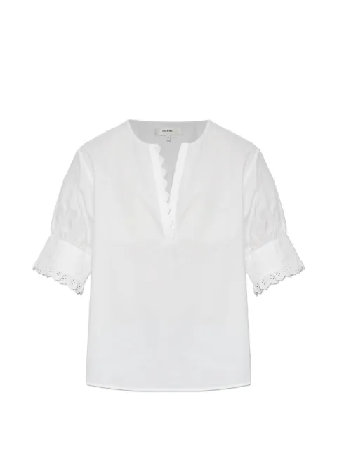 FRAME Keepsake broderie-anglaise V-neck top White WE26WBL023