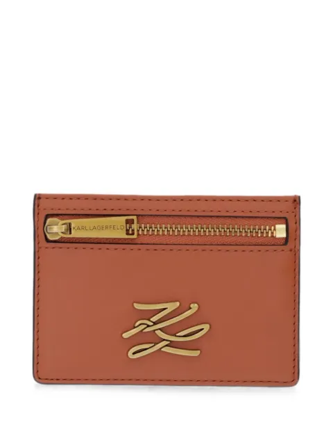 Karl Lagerfeld K/Autograph logo-plaque zip-pocket leather cardholder Brown B1W320732HK