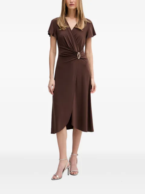 Joseph Ribkoff buckle-detail wrap-style midi dress Brown 262140