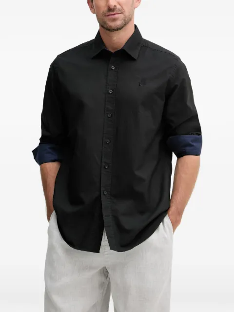 Karl Lagerfeld logo-embroidered button-down cotton shirt Black 605192561784