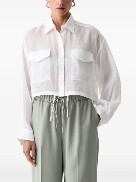 Isabelle Blanche cropped drawstring-hem shirt White IS26SSC082T017