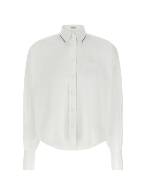 Brunello Cucinelli Monile-trim cropped shirt White MH772M1O16C159