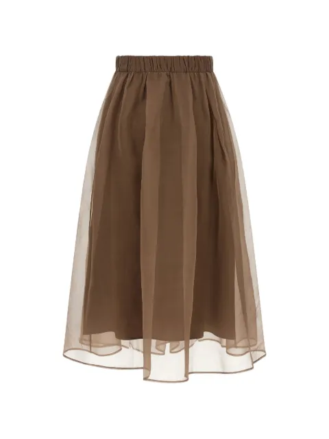 Brunello Cucinelli Circle pleated silk midi skirt Brown MF940G4096C9812