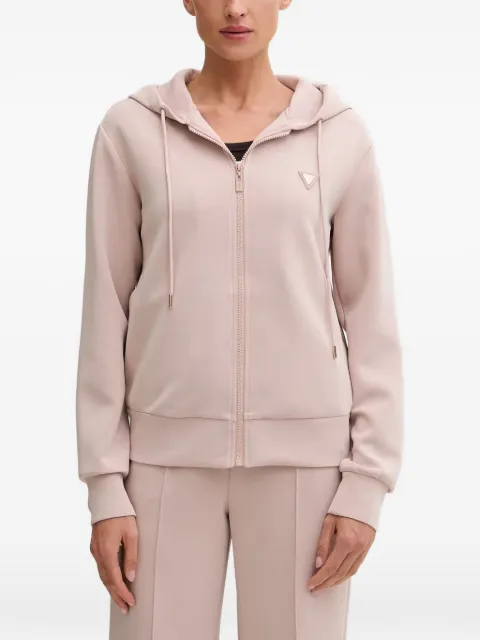 GUESS USA logo-plaque zip-up hoodie Neutrals V4YQ06KCAY2