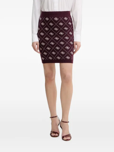 GUESS USA monogram-knit diamond-pattern mini skirt Red W4BD0SZ3JD2