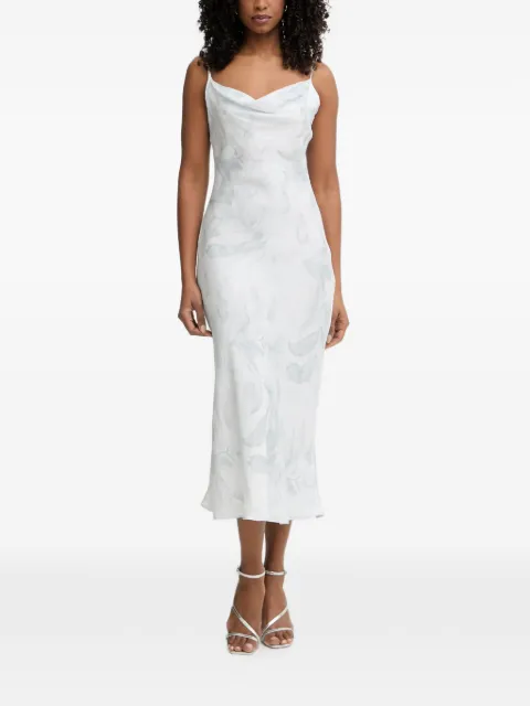 GUESS USA Akilina floral-print cowl-neck midi dress White W6GK94W2266