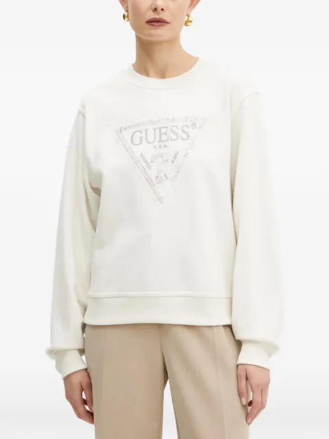 GUESS USA logo-print sequin-embellished sweater White W5RQ09K8802