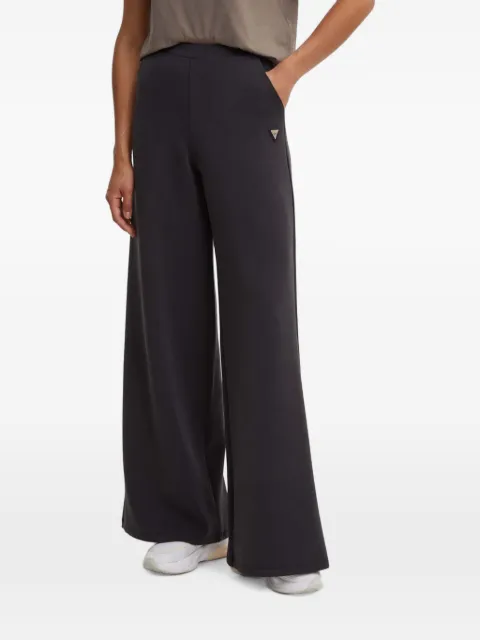 GUESS USA logo-plaque wide-leg trousers Grey V4YB07KCAY2