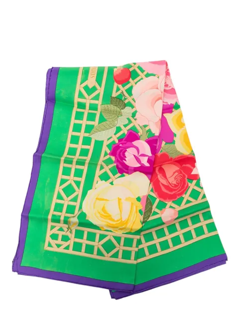 Hermès Pre-Owned 20th Century Roseraie Silk Scarf 90 scarves Green RA95EQR2YDQNHL7C