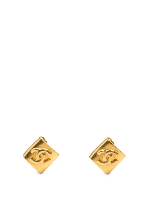 CHANEL Pre-Owned 1996 CC Gold Plated Rhombus Clip on Earrings costume earrings Gold Q88T3HGNCLJKSJ28