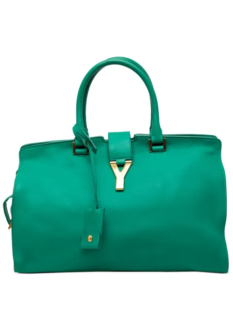 Saint Laurent Pre-Owned 2000-2026 Medium Calfskin Cabas Chyc satchel Green 8CQAMYE4ZHWS6HI4