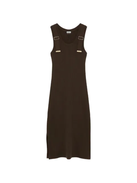 LOEWE ribbed-knit buckle-detail midi dress Brown S359Y51XAM
