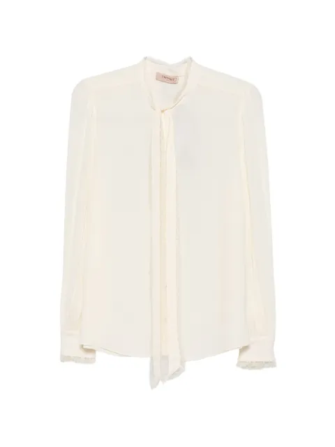 TWINSET lace-trim pussy-bow blouse White 262TT2324