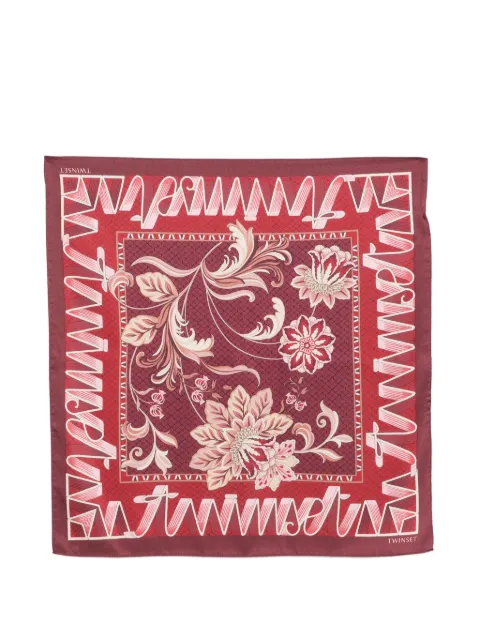 TWINSET floral-print logo-border scarf Red 262TO5550