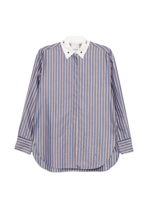 Forte Forte striped crystal-embellished shirt Blue 15109BISMYSHIRT