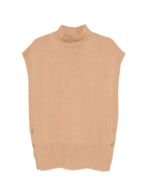 TWINSET button-detail high-neck knitted vest Neutrals 262TP3503