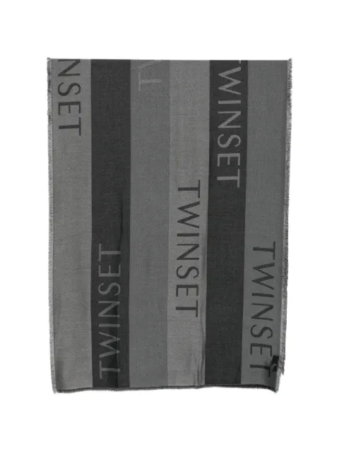 TWINSET logo-print frayed scarf Black 262TO5490