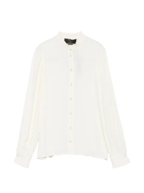 TWINSET chevron-pattern ruffled-collar shirt White 262TP278B
