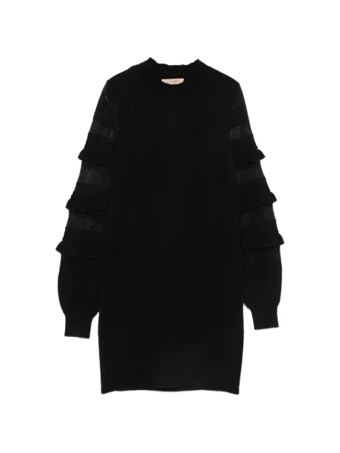 TWINSET ruffled-sleeve mini knitted dress Black 262TP3112